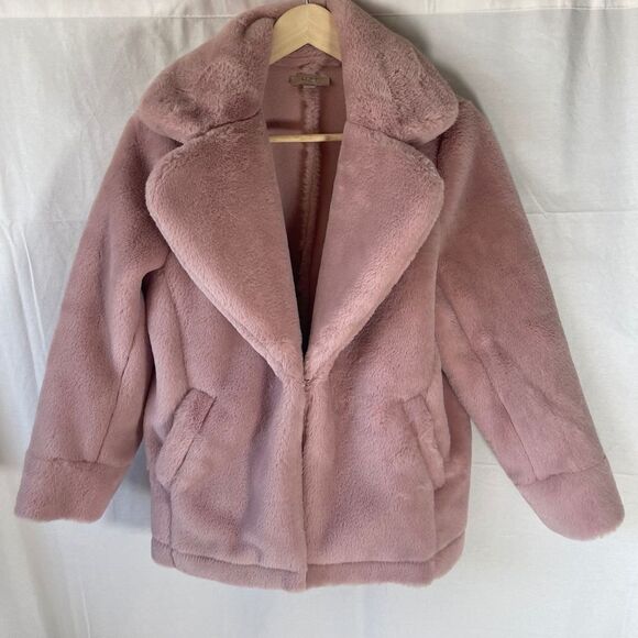 LOFT Outlet Dusty Pink Faux Fur Jacket Sz XS - Picture 4 of 9